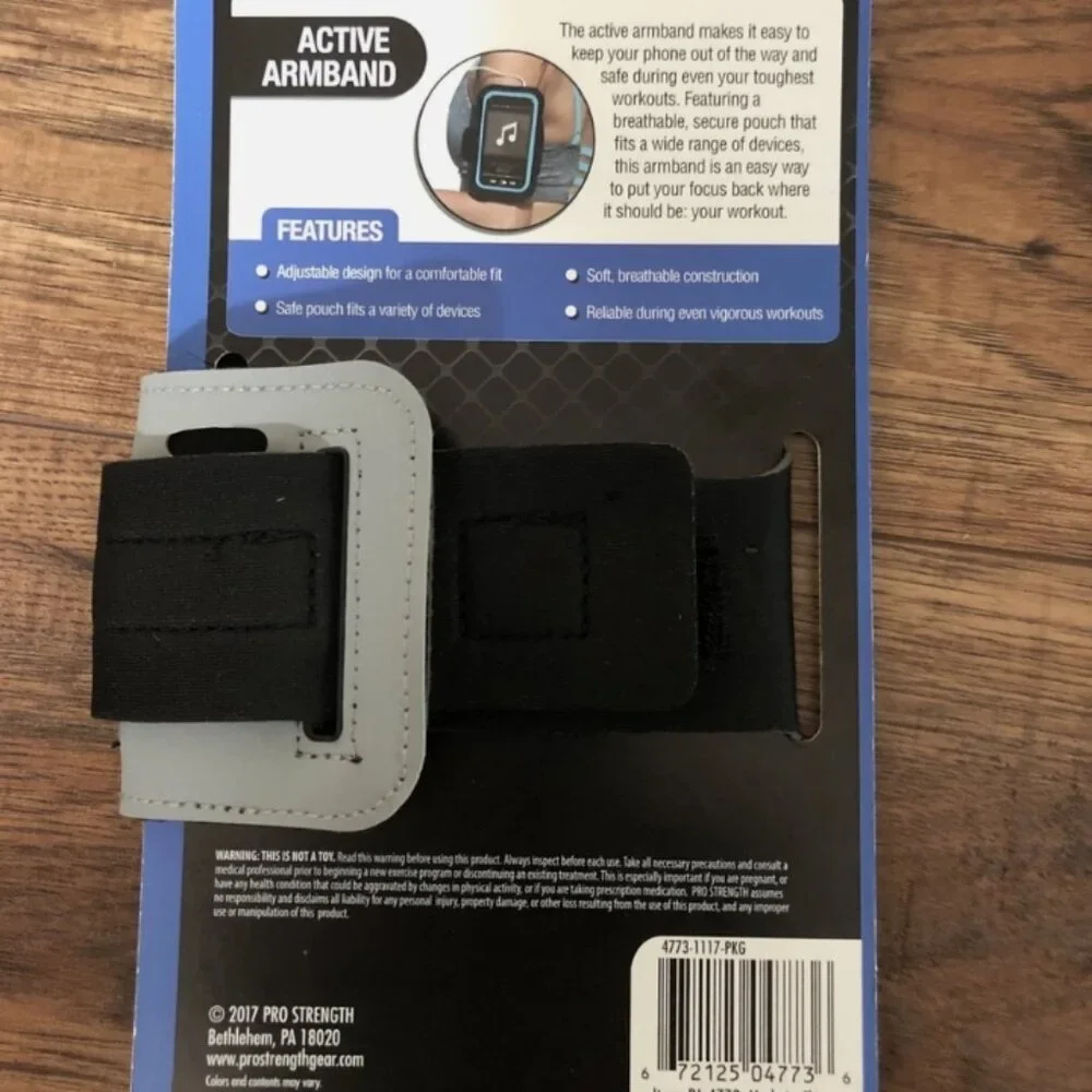 Pro Strength Active Armband Adjustable Band Phone Spare Key Storage NEW Gray FS